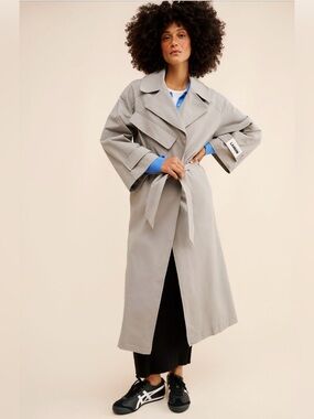 LAAGAM Oversized Belted Trench Grey Capsule Minimalist XL